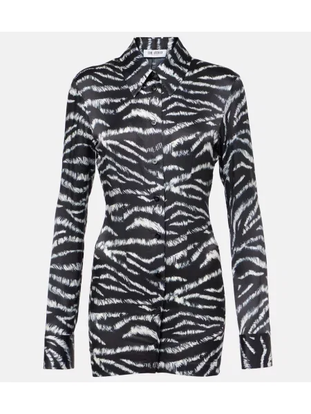 Satynowy top The Attico z nadrukiem w zebrę czarny