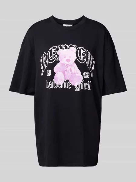 T-shirt o kroju oversized z nadrukiem z logo Review czarna