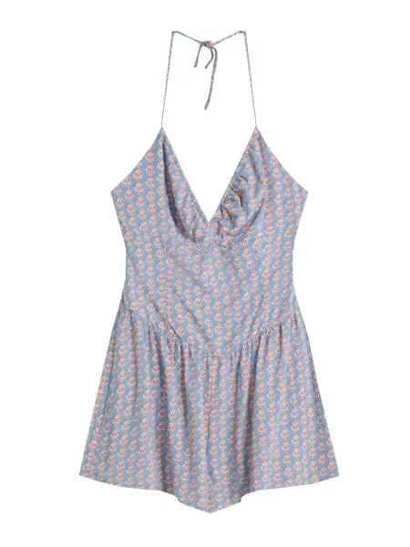 Bershka Kombinezon / svijetloplava / tamno ljubičasta / prljavo roza bež