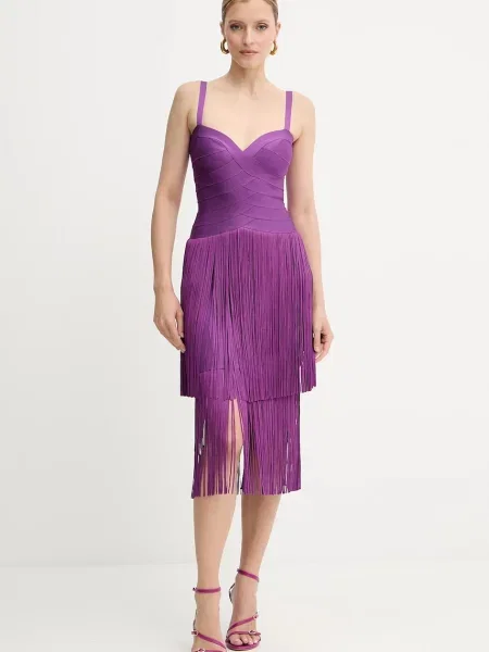 Herve Leger rochie Georgia mini mulata violet