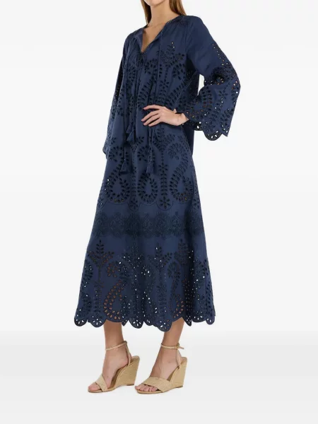 Rochie midi Christy Lynn cu broderie albastru