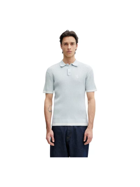 Dzianinowa koszulka polo Filling Pieces niebieska