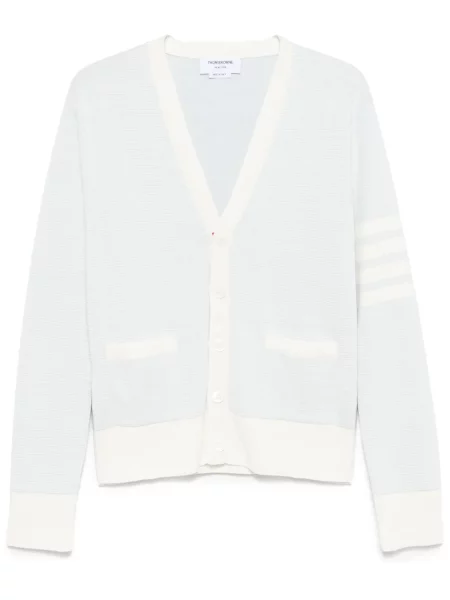 Kardigan Thom Browne w paski z dekoltem w serek niebieski