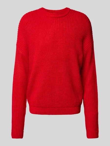 Sweter z dzianiny z okrągłym dekoltem Review czerwony