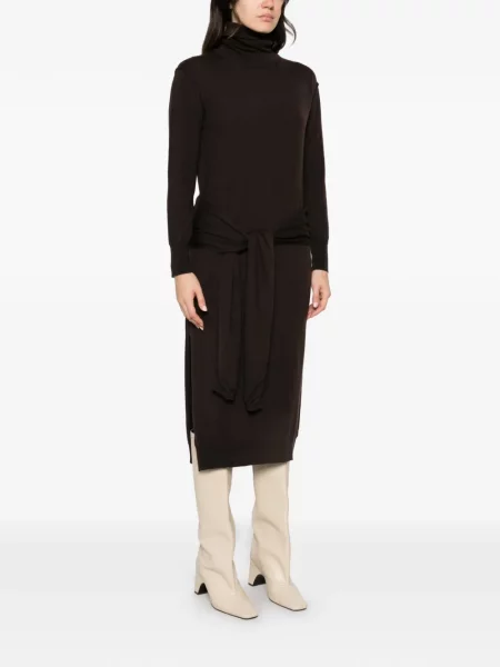 Rochie midi Su cu legături maro