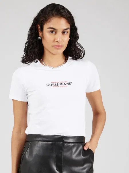 GUESS Tricou roșu / negru alb