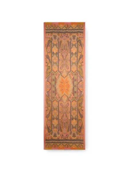 Fular Etro din cașmir cu imagine cu model paisley portocaliu