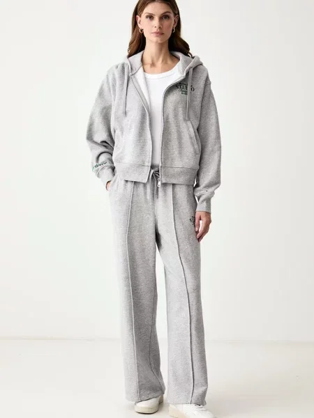 Tommy Hilfiger pulover s kapuco z bombažem siva