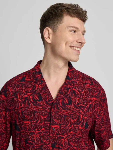 Koszula casualowa o kroju relaxed fit z czystej model ESPINO' Hugo czerwona