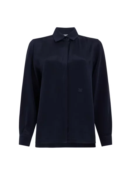 Lniana koszula Max Mara niebieska