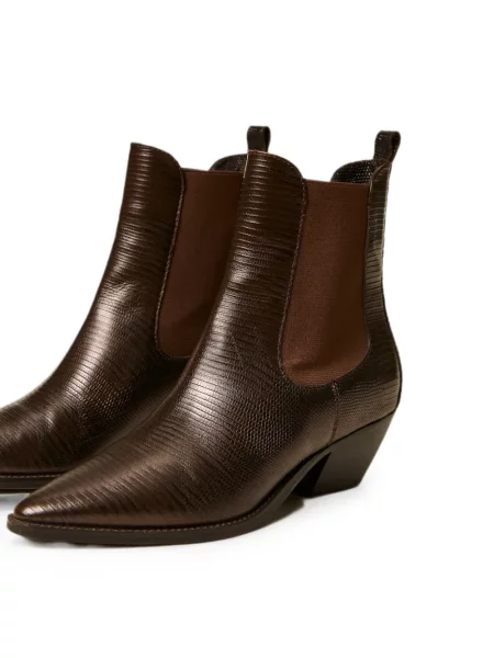Scurt botine Twinset din piele maro