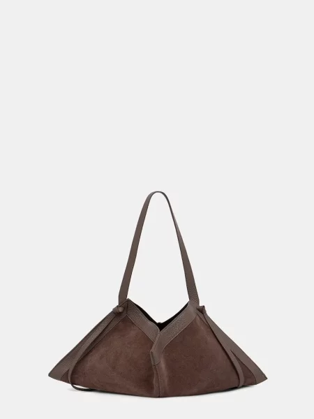 Yuzefi geantă pentru femei din piele întoarsă WONTON maro
