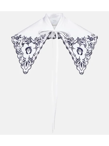 Top Patou cu broderie din poplin alb