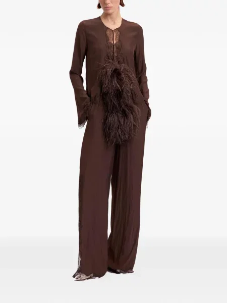 Pantaloni palazzo 16arlington din satin maro
