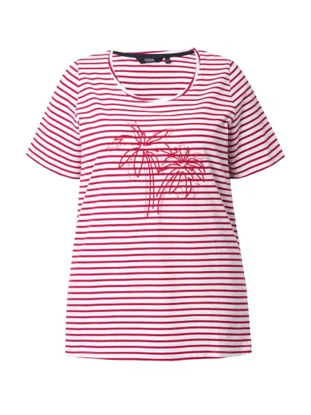 Ulla Popken Tricou roz zmeură / roşu închis alb