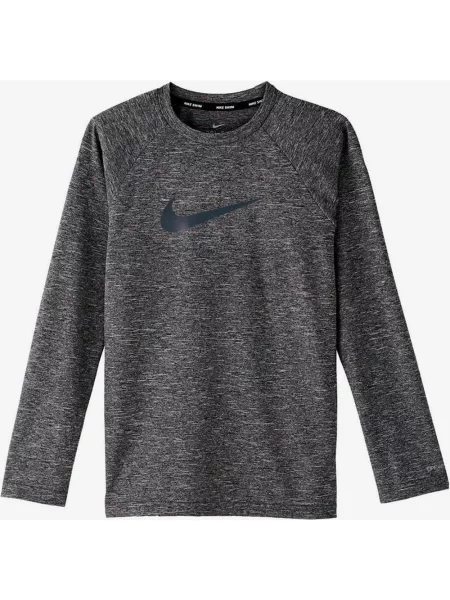 Szara koszulka dziecięca z długim rękawem Nike Swim Hydroguard S czarna