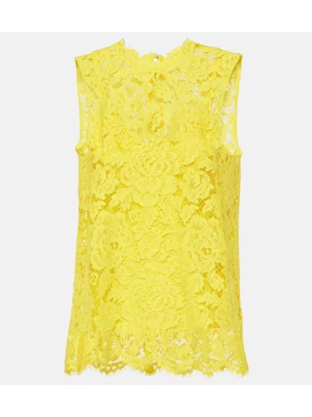 Top Dolce&gabbana cu model floral din dantelă galben