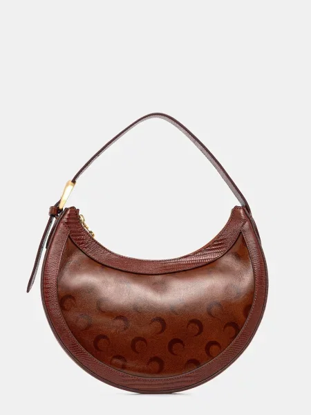 Marine Serre geantă de mână din piele Moon Airbrushed Leather Eclips maro