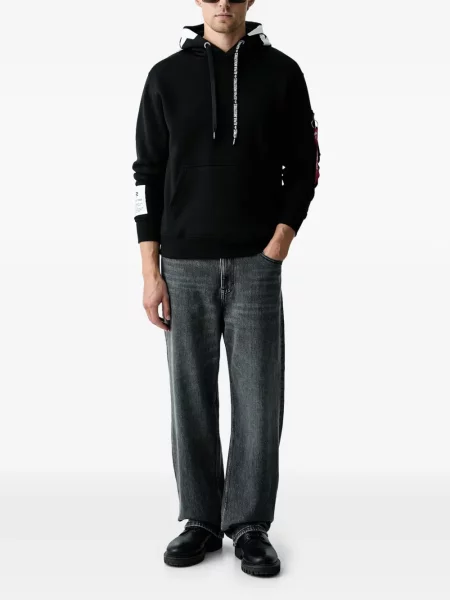 Hanorac cu glugă Alpha Industries negru