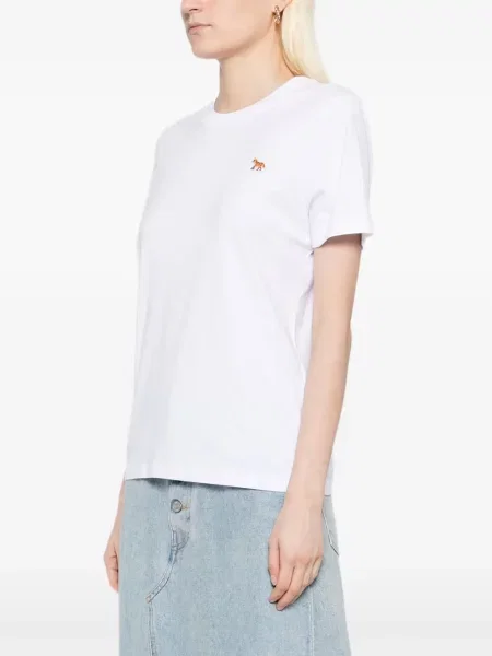 Tricou Maison Kitsune cu broderie alb