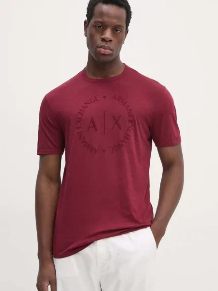 Тениска Armani Exchange с принт червено