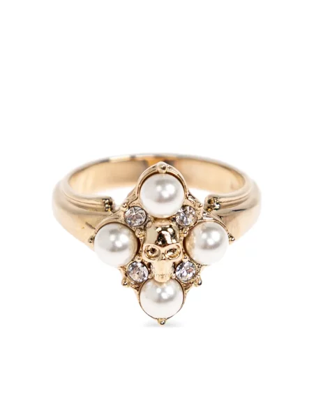 Inel Alexander Mcqueen cu perle auriu