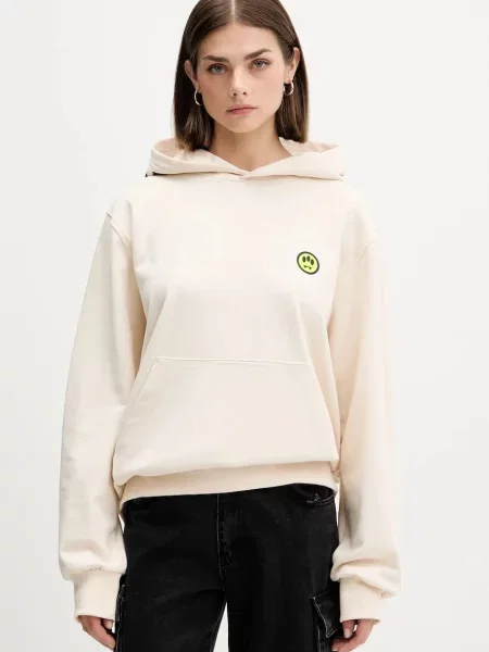 Кофта Barrow з капюшоном з принтом бежевий