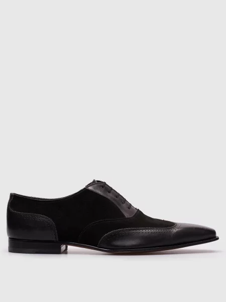 Замшевый оксфорды Stefano Ricci с кожаными вставками черный