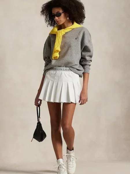 Suknja Polo Ralph Lauren mini širi se prema dolje bijela