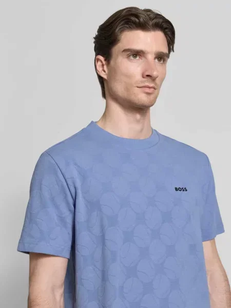 T-shirt o kroju regular fit z mieszanki bawełny Model TS_MEMBER' Boss Green niebieska