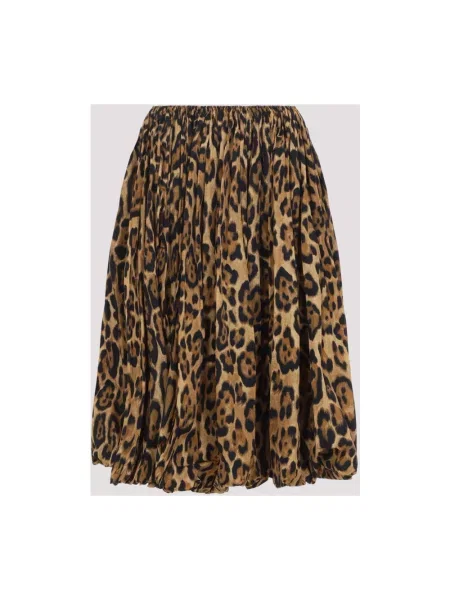 Tafta spódnica midi Alaïa z nadrukiem w panterkę brązowa
