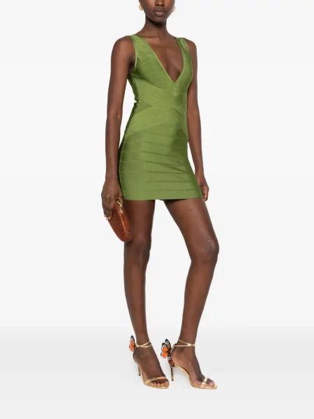 Rochie Retrofete cu decolteu în V verde