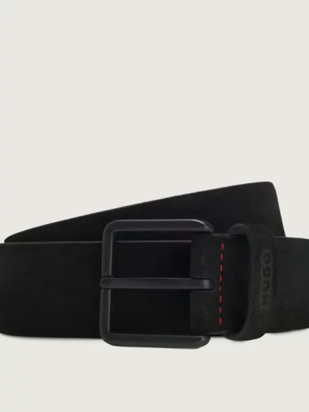 HUGO Curea | piele întoarsă negru