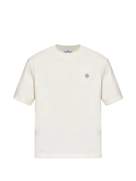 Tricou Stone Island din jerseu cu strasuri alb