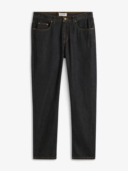 Jeansy z elastycznymi wstawkami w talii classic fit prosta nogawka czarne