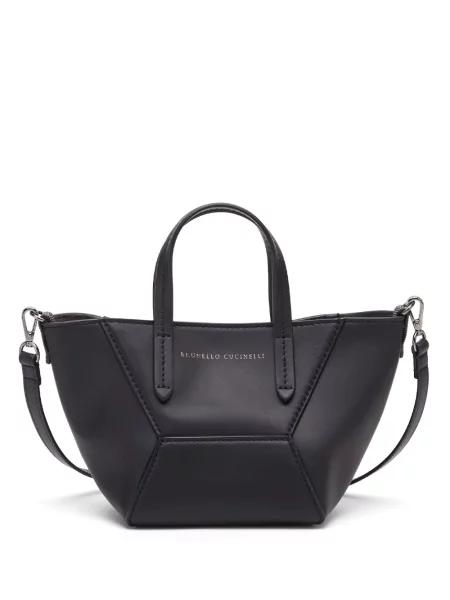 Geantă shopper Brunello Cucinelli din piele negru