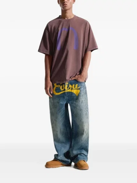 Blugi cu picior larg Evisu cu imagine albastru