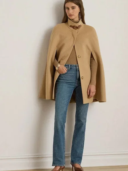 Палто с вълна Lauren Ralph Lauren бежово