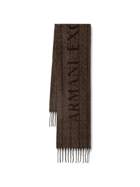 Fular Armani Exchange cu imagine cu model herringbone maro
