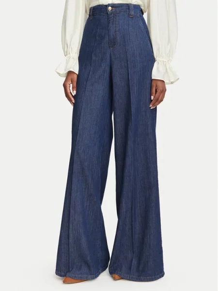 Marella Jeansy Niebieski Wide Leg granatowe