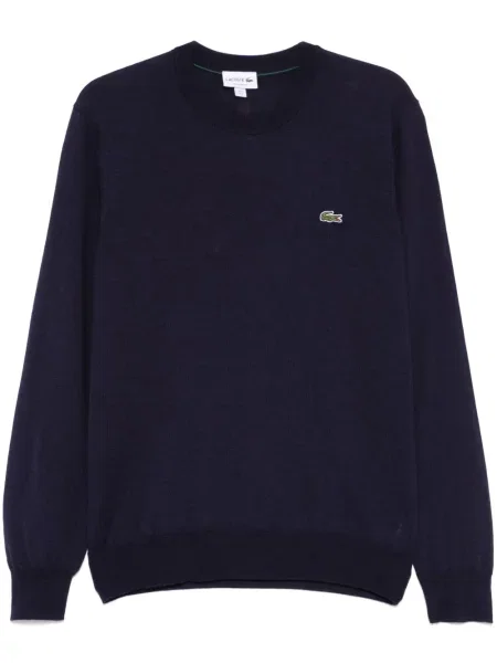 Pulover Lacoste cu broderie albastru