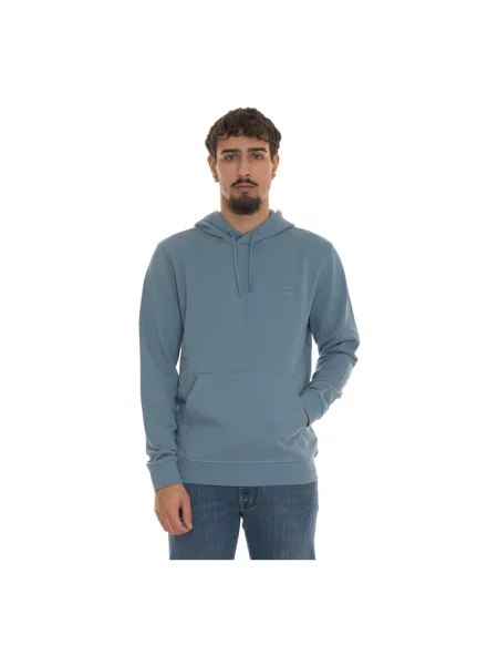 Bluza z kapturem Boss z kapturem z logo niebieska