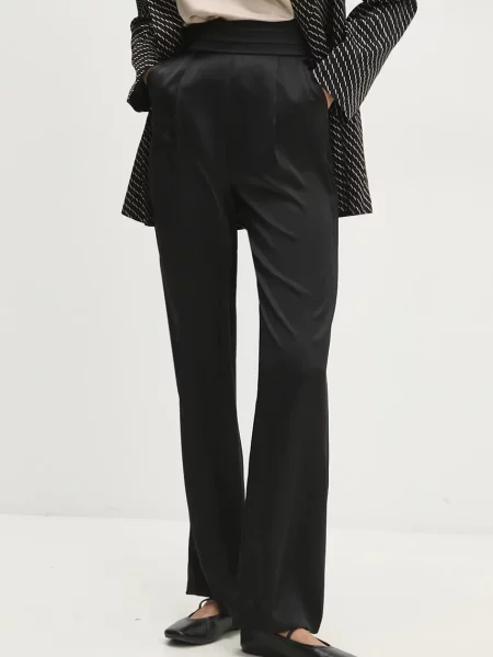 Панталон Answear Lab с широка каройка с висока талия черно