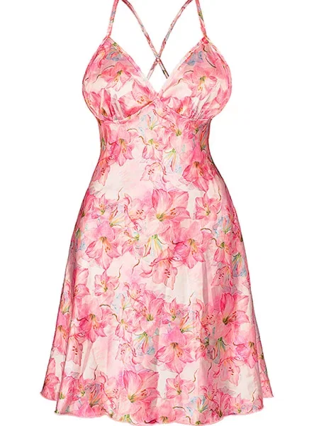 Атласная сорочка на бретельках Комбінація_Anais_Miyuchemise рожева