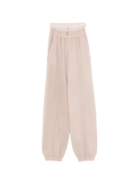 Pantaloni Yohji Yamamoto din material terry roz