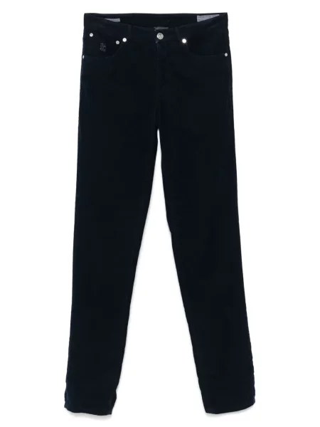 Pantaloni Brunello Cucinelli de catifea cord albastru