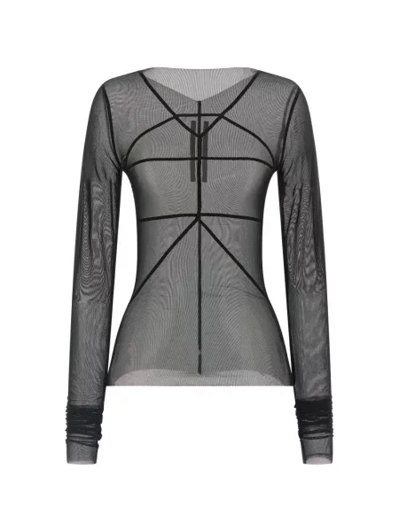 Pulover Rick Owens cu imprimeu geometric asimetric negru