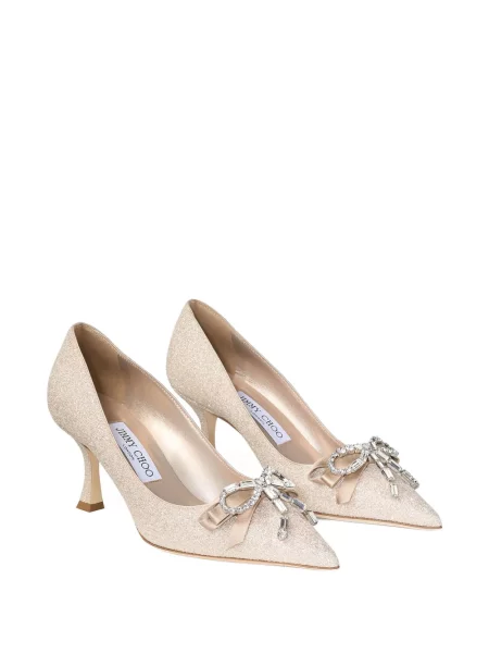 Pantofi cu toc Jimmy Choo cu funde auriu
