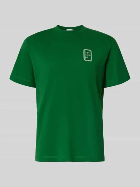 T-shirt o kroju regular fit z czystej bawełny model CN Tenniscourt Backprint' Lacoste zielona