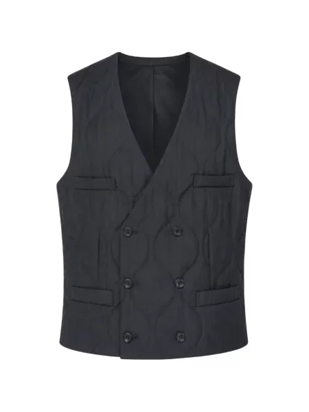 Matlasat vestă Comme Des Garçons Homme Deux cu două rânduri de nasturi negru